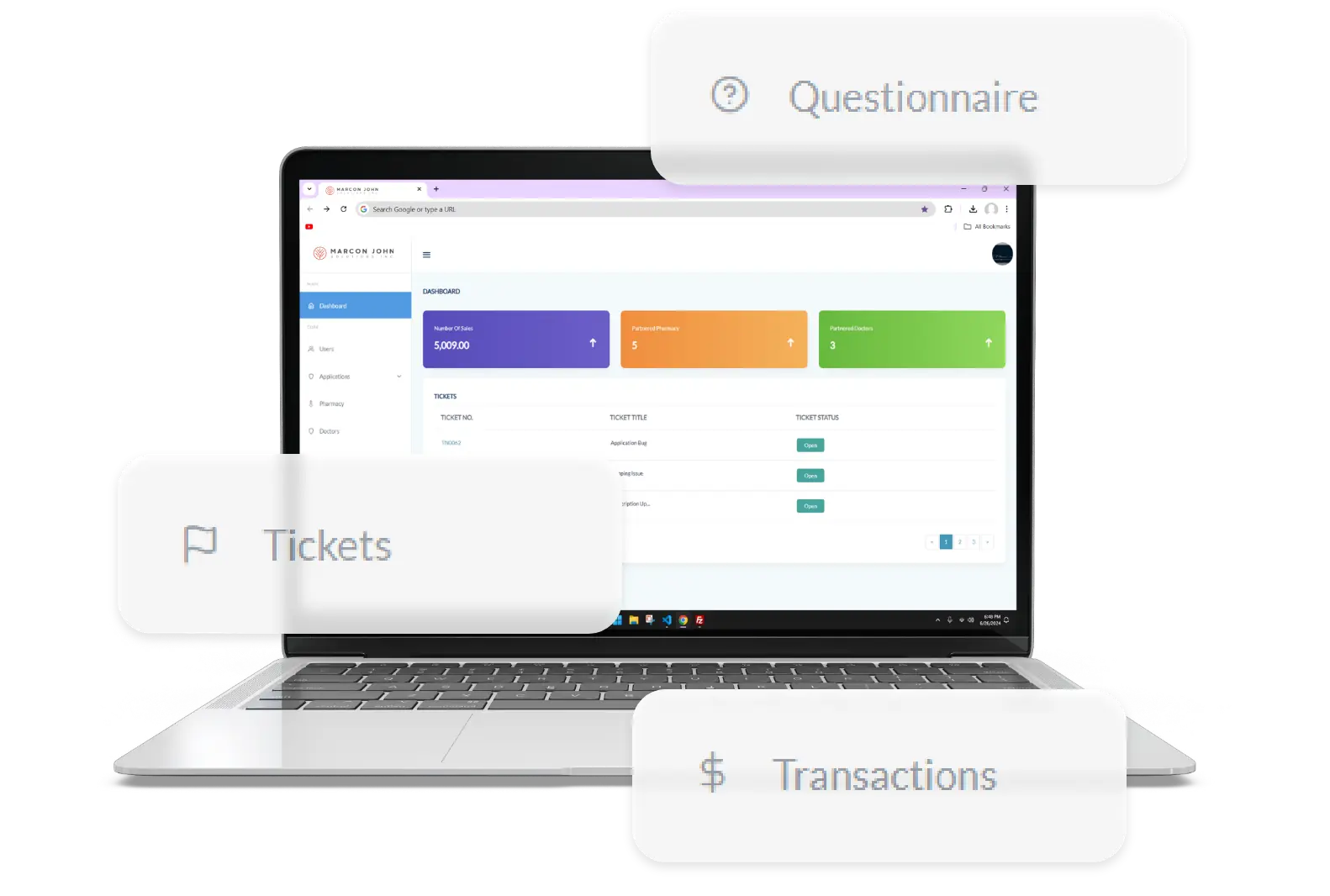 MJSI white-label platform dashboard on a laptop